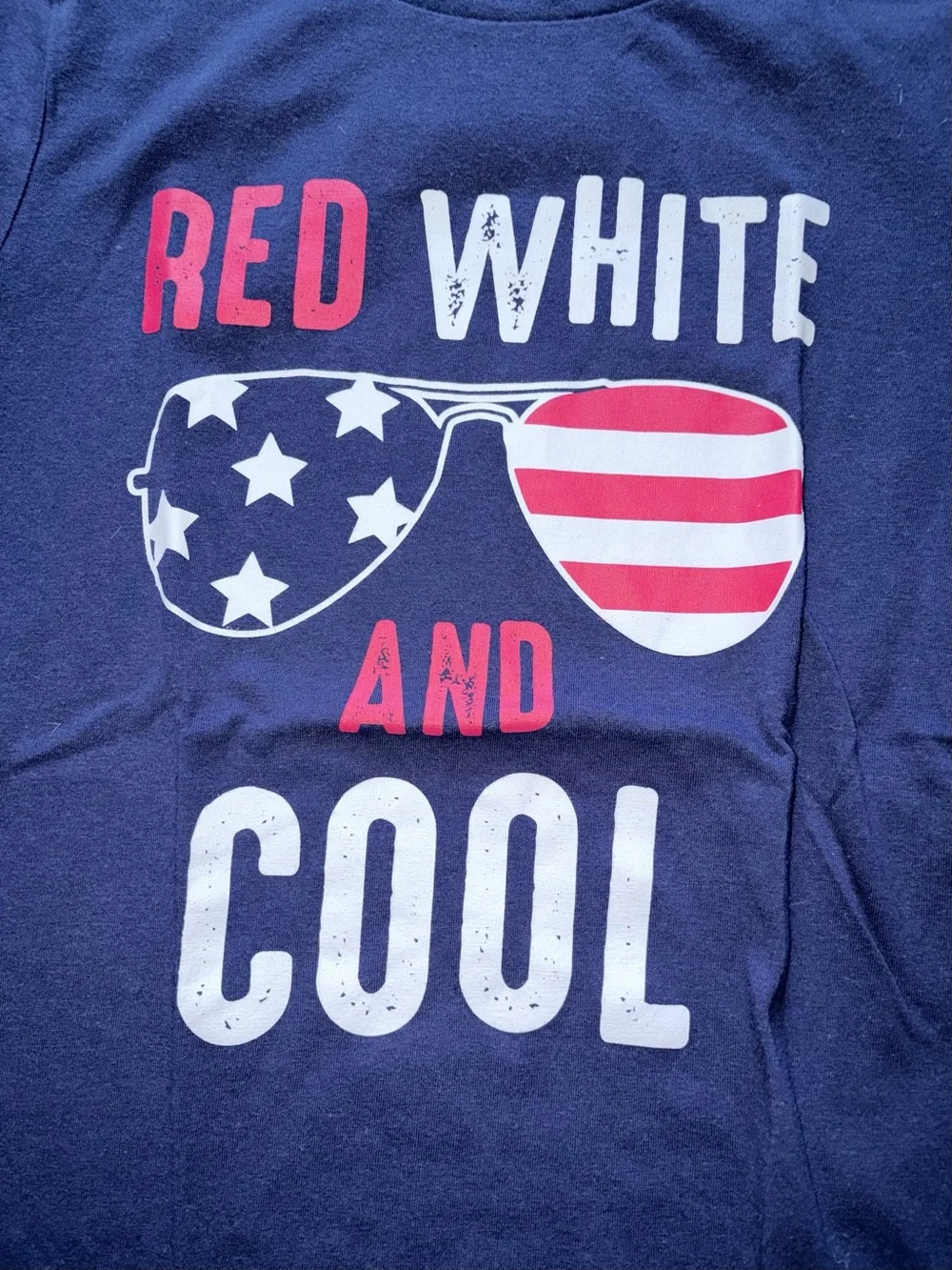 Kids Patriotic Navy 'Red White and Cool' Graphic Tee Sz 8/10